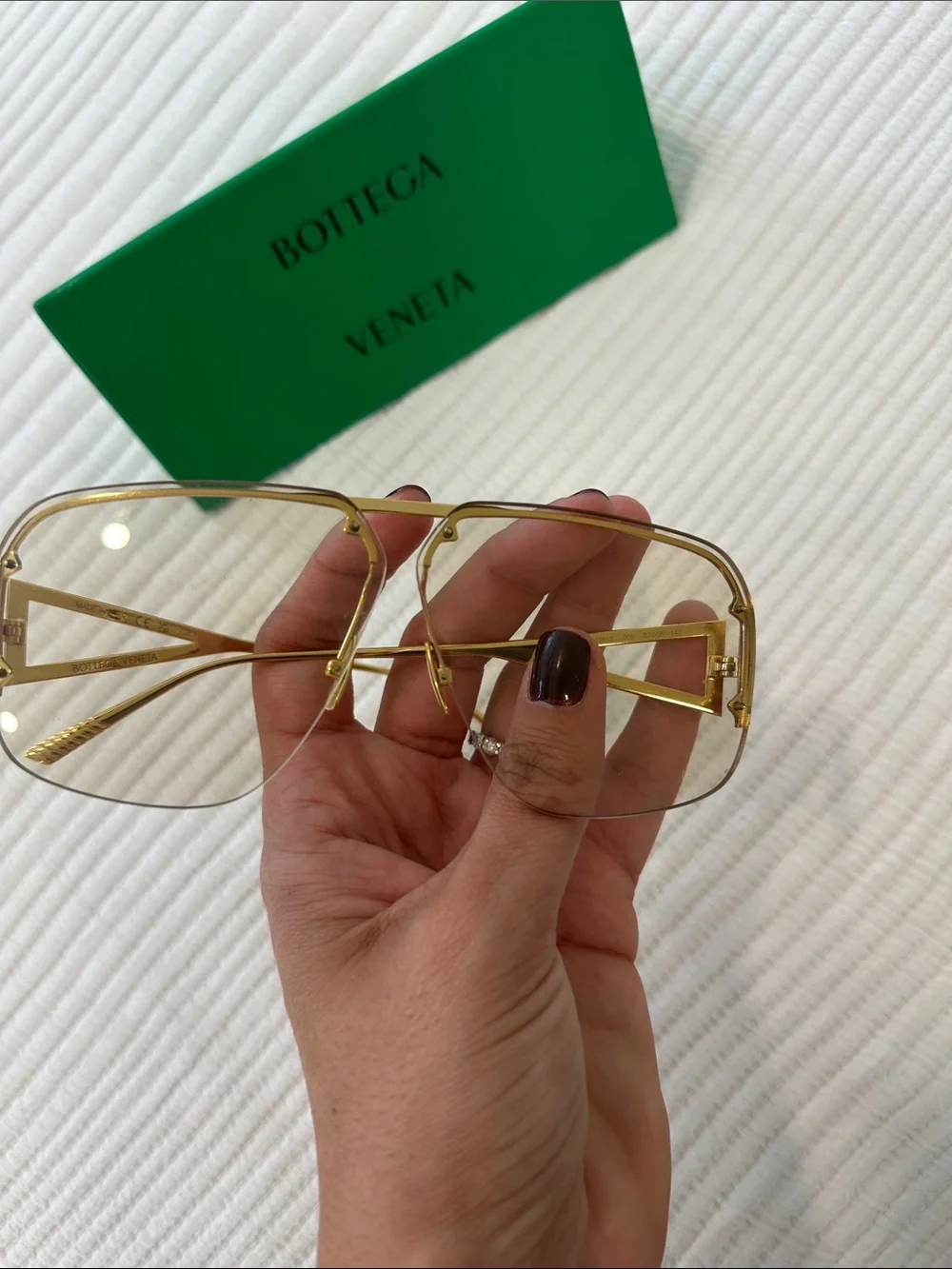 Bottega Veneta Gold Metal Sunglasses with Amber Gradient Lenses